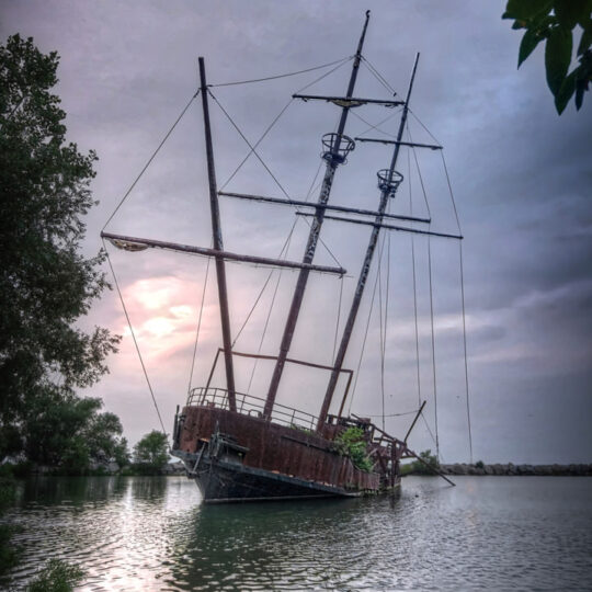 La Grande Hermine - abandoned shipwreck in Ontario, Canada